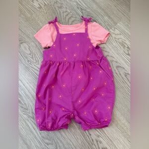 Carter's Fuschia & Peach Sun-Print Romper Set